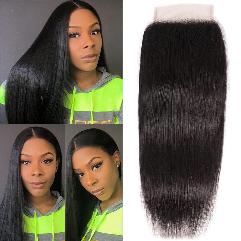 Brazilian Straight Virgin Hair 3 Bundles With Lace Closure Kysiss Series
