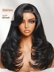 Bye-Bye Slip? Wig Feathered Layer Side Part 200% Density Wig with Secure Silicone Strips and Drawstring