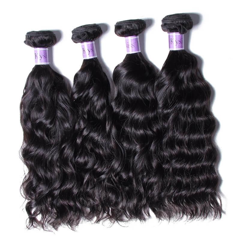 Indian Natural Wave Human Hair 4 Bundles For Sale With Closure Kysiss Series