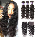 Petaluxe Brazilian Natural Wave 3 Bundles With Lace Closure On Sale Kysiss Series