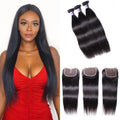 Petaluxe 3 Bundles Of Indian Straight Hair With Lace Closure Kysiss Series