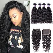 Peruvian Wholesale 4 Bundles Natural Wave Virgin Hair With Closure Kysiss Series