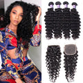 Petaluxe Good 4 Bundles Malaysian Deep Wave Hair With Closure Kysiss Series