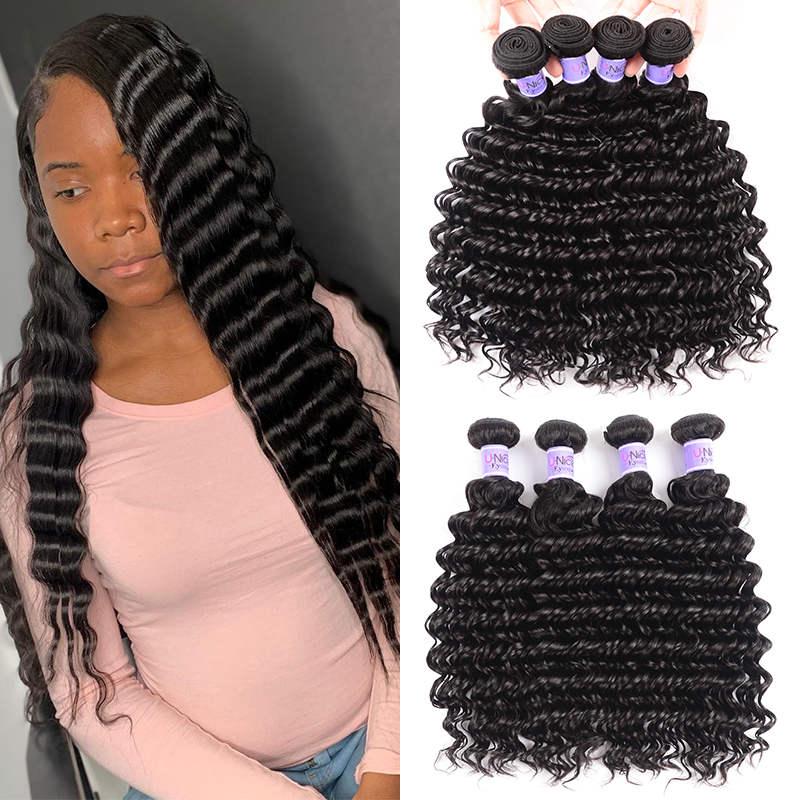 Brazilian Deep Wave Hair Extensions Human Hair Bundles 4pcs/Lot Kysiss Series