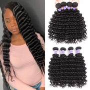 Brazilian Deep Wave Hair Extensions Human Hair Bundles 4pcs/Lot Kysiss Series