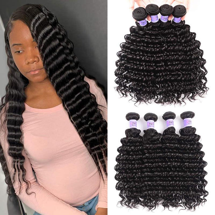 Petaluxe Brazilian Deep Wave Hair Extensions Human Hair Bundles 4pcs/Lot Kysiss Series