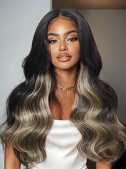 Bye-Bye Knots? 7x5 Lace Black With Blonde Highlight Loose Wave Wig With Invisi Drawstring & Face Framing Layers
