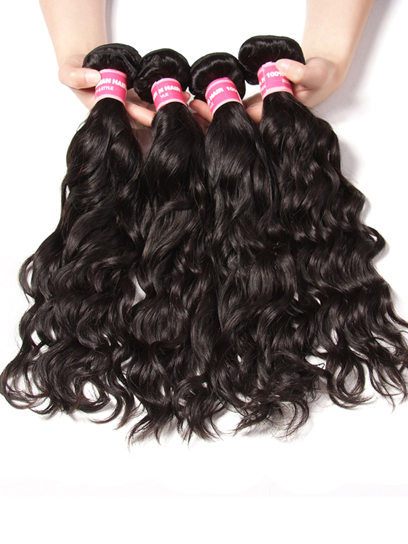 Hair 4 Bundles Human Natural Wave Hair With 13x4 Lace Frontal