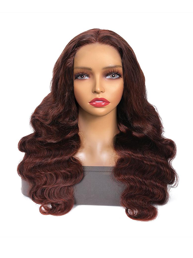 Undetectable HD Lace 5x5 Closure Reddish Brown Body Wave Glueless Wig two