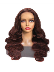Undetectable HD Lace 5x5 Closure Reddish Brown Body Wave Glueless Wig two