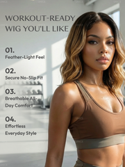 13x4 Pre-Everything? Lace Frontal Brown With Honey Blonde Face-Framing Highlights Wavy Bob Drawstring Wig