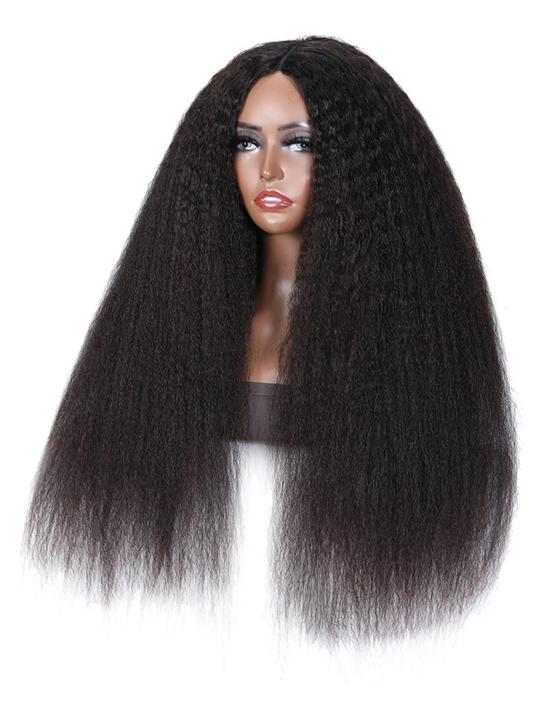 Beginner Friendly Hand-Tied V Part Kinky Hair Straight Wig Upgrade U Part Human Hair Wig