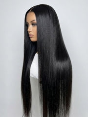 Bye Bye Knots Wig 7x5&13x4 Glueless Lace Black Straight Bleached Knots Wig No Baby Hair 150% Density