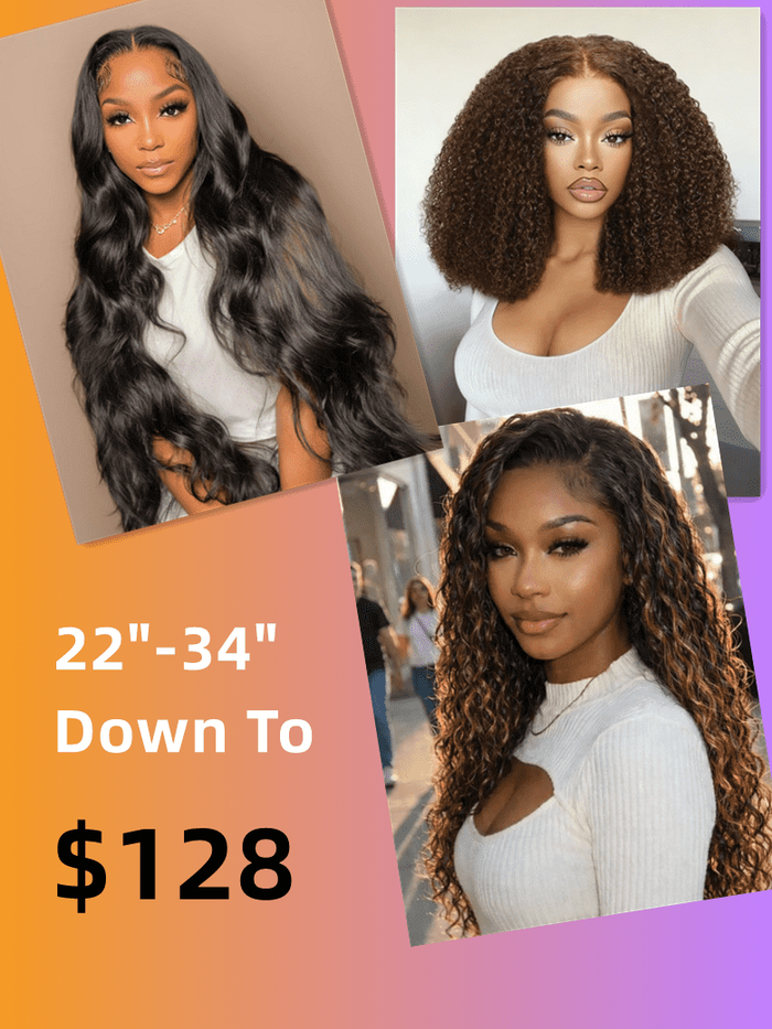 Petaluxe [Limited Stock] 13x4/5x5 HD/4x4 pre Cut 22"-34" Highlight Water Wave/ Chocolate Brown Curly/ Black Body Wave Wigs