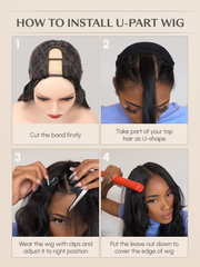 Beginner Friendly Kinky Straight U/V Part Glueless Wig Brazilian Natural Black Wig