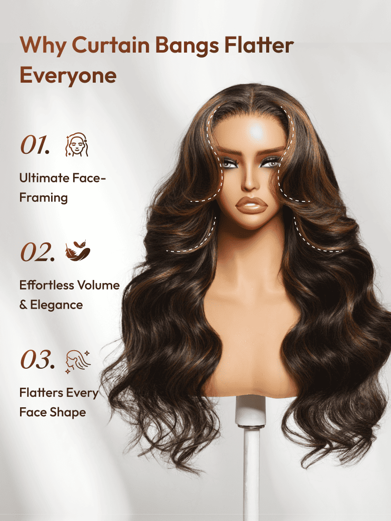 7x5 Bye Bye Slip? Lace Black with Golden Brown Highlights Body Wave Wig with Invisi Drawstring 150% Density