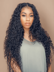 Deep Wave 4 Bundles with 5x5 Free Part HD Lace Closure Natural Black