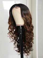Balayage Highlights Transparent Lace Front Wigs Body Wave Human Hair Wigs