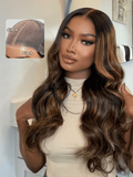 Petaluxe Bye Bye Knots Wig 7x5 Glueless Lace Balayage Highlight Body Wave Wig 150% Density