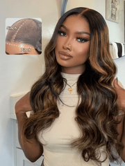 7x5 Bye Bye Knots? Glueless Lace Balayage Highlight Body Wave Wig No Burden