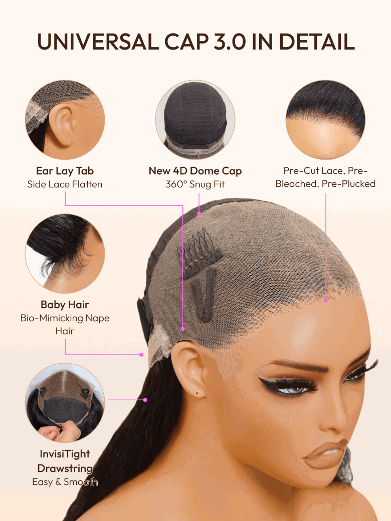 Invisible Strap 360 Lace Black Water Wave Wig