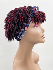 Glueless Spring Twist Headband Short Wig With Dark Red Highlights