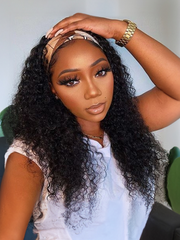 Hair Headband Scarf Hair Wig Curly Virgin Human Hair Glueless Wigs No plucking wig for women Virgin Hair Non Lace Front Wig