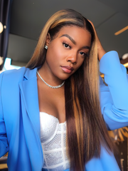 Glueless Straight V Part Wig Balayage Highlights Beginner Friendly Upgrade U Part Wig