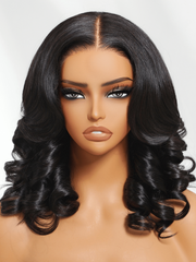 Bye-Bye Knots 7x5 Lace Black Middle Part Short Retro Curls Wig