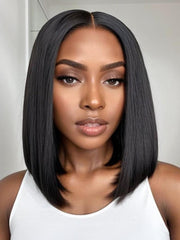 13x4 Lace Front Yaki Bob Wig With Invisible Drawstring Pre-Cut, Pre-Bleached & Summer-Ready