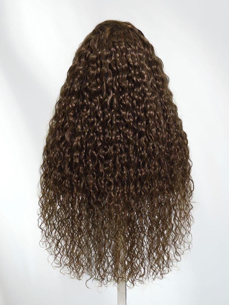 13x4 Pre-Everything? Lace Frontal Chestnut Brown Water Wave Glueless Drawstring Wig