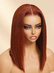 Limited $89 For Bye-Bye Slip? 7x5 Lace Reddish Brown Yaki Bob Wig