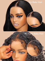 Bye Bye Knots Wig 7x5 Glueless Lace Black Yaki Wig With Bleached Knots
