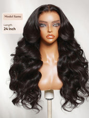 360 HD Lace Pre-plucked Luxury Raw Virgin Hair Chocolate Brown Balayage Body Wave Wig with Money Piece Highlights