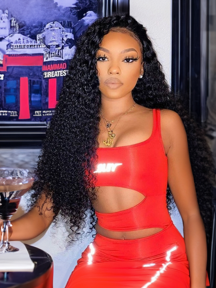 Petaluxe Petaluxe13x4 HD Lace Front Curly Wigs Human Hair 180% Density Natural Color