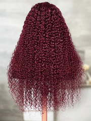 [22inch] 13x4 Lace Front Wigs Red Wine Colored 99J Jerry Curly Wig 150% Density