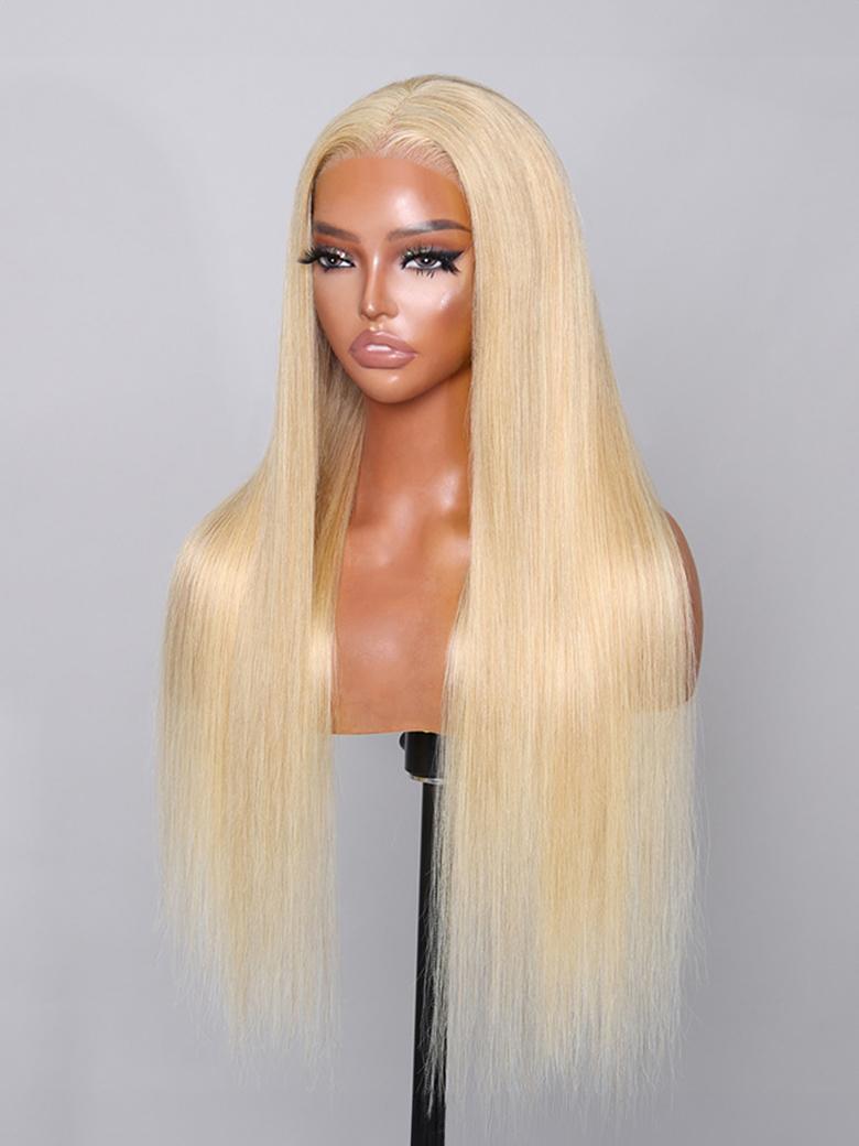 13x4 Lace Front Pre-plucked Golden Honey Blonde Straight Wig