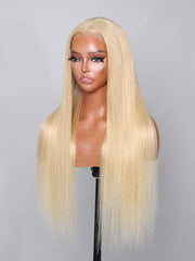 13x4 Lace Front Pre-plucked Golden Honey Blonde Straight Wig