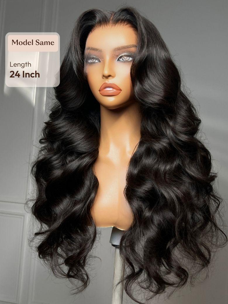 360 HD Lace Pre-plucked Luxury Raw Virgin Hair Chocolate Brown Balayage Body Wave Wig with Money Piece Highlights