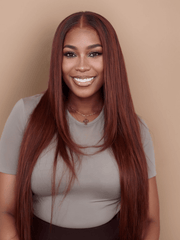 7x5 Bye Bye Knots Reddish Brown Kinky Curly & Straight & 13x4 Pre Everything Loose Wave With Wispy Bang Bleached Knots Wig