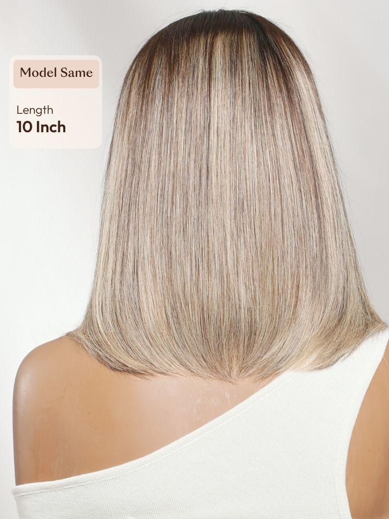 7x5 Bye Bye Slip? Lace Ash Blonde Highlights with Dark Root Straight Layered Bob Glueless Wig