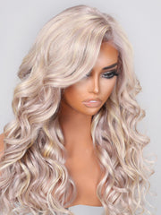 13x4 Lace Front Blonde With Silver Purple Balayage Loose Wave Wig