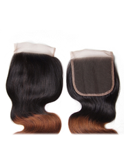 Free Part 4x4 Lace Closure 1PC T1B/4/27 Ombre Body Weave Hair