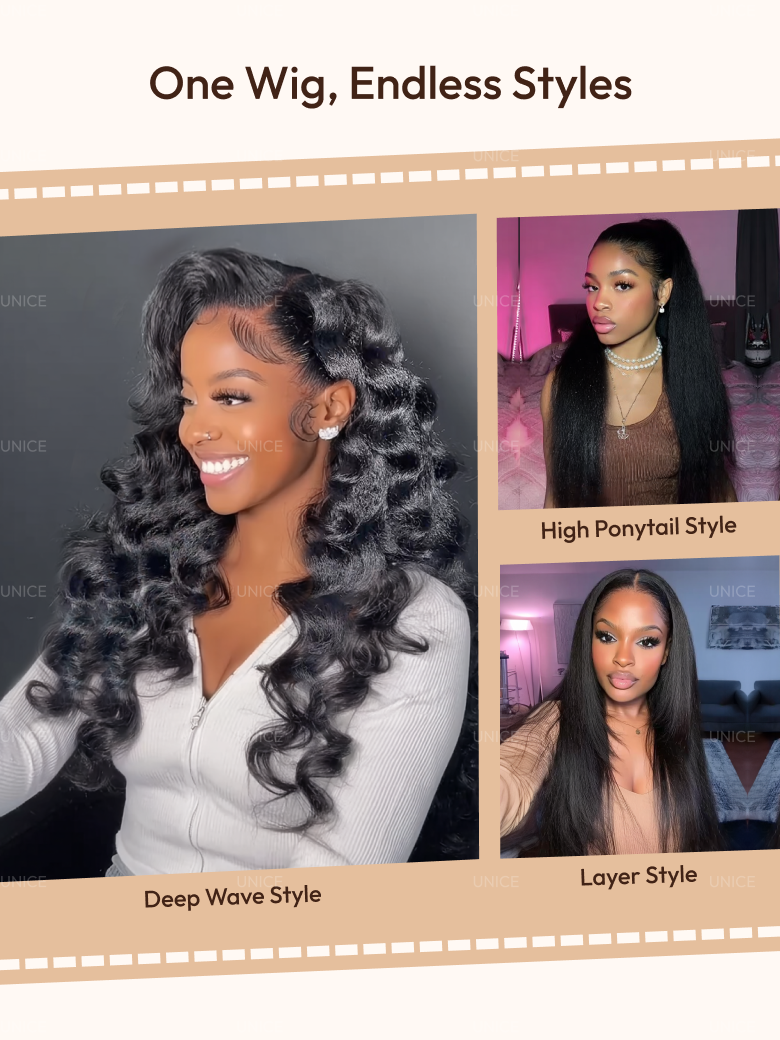 13x4 HD Real Scalp? Wig Invisible Lace Frontal Black Kinky Straight Wig With Invisi Drawstring