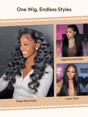 13x4 HD Real Scalp? Wig Invisible Lace Frontal Black Kinky Straight Wig With Invisi Drawstring