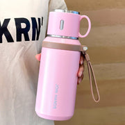 🥤❄️1PCS 600ml 316 stainless steel vacuum insulated bottle, 21oz double-walled insulated cup with dual lids