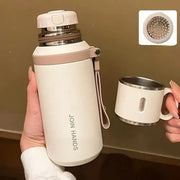 🥤❄️1PCS 600ml 316 stainless steel vacuum insulated bottle, 21oz double-walled insulated cup with dual lids