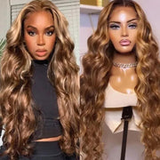13x4 Lace Front 150% Density Yaki Body Wave Honey Blonde Chunky Highlight Wig Brand Day Sale