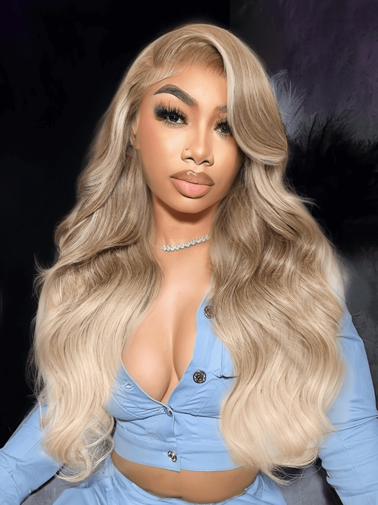 22 Inch Bye-Bye Knots Wig 7x5 Lace Light Brown to Blonde Ombre Loose Wave Wig