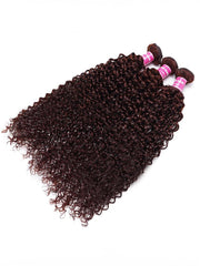 Dark Auburn Jerry Curl Remy Human Hair 3 Bundles With Closure Deal